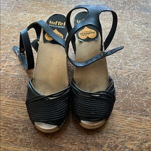 Swedish Hasbeens Toffel Black Sandals 39
